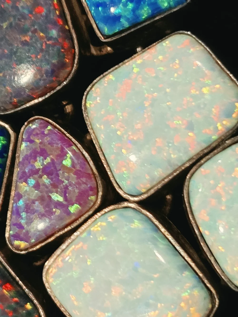Vintage Artisan Sterling Silver Multicolor Statement Necklace 18